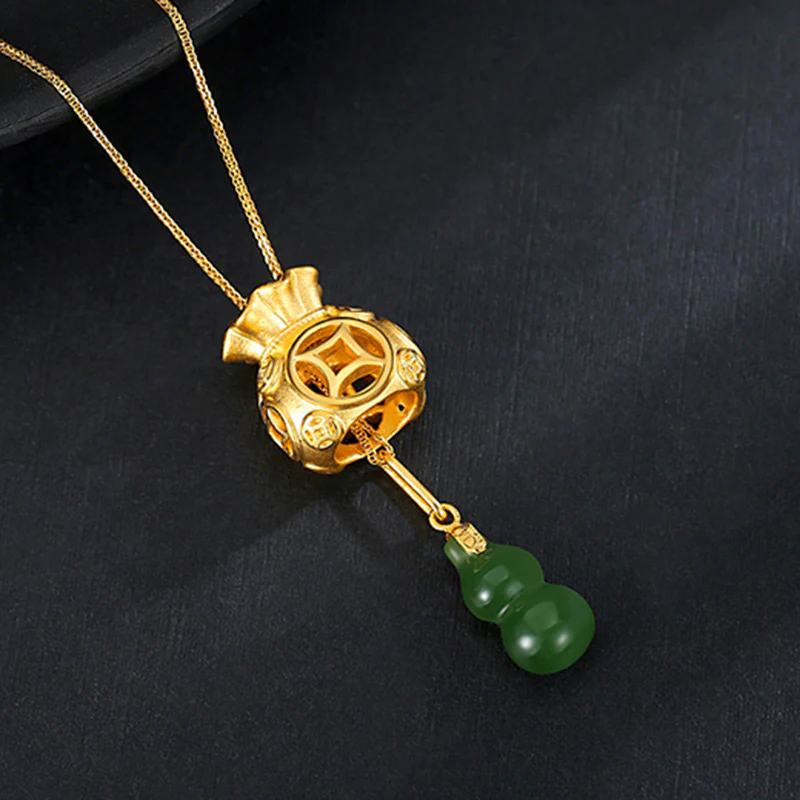 Buddha Stones Pomyślny Feng Shui Worek Pieniędzy Naszyjnik Z Jadeitu - Image 4
