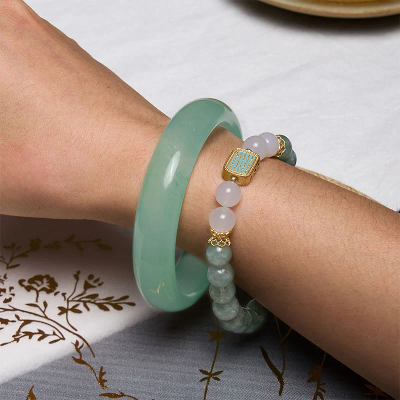Buddha Stones promują nowe początki Bransoletka z miętowego zielonego jadeitu Bransoletka z bransoletką - Image 3