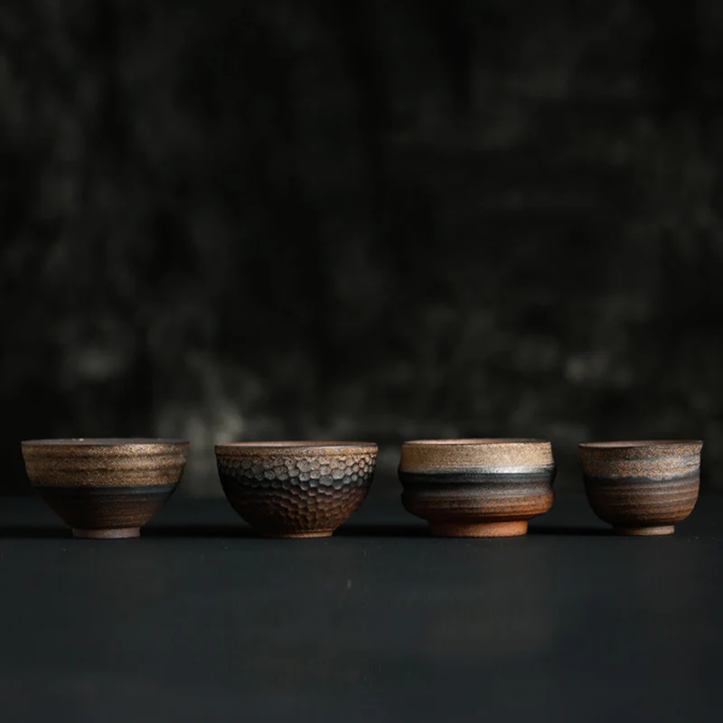 Buddha Stones Prosta Brązowa Tekstura Pasków Ceramiczna Filiżanka Do Herbaty Kung Fu Miska - Image 26