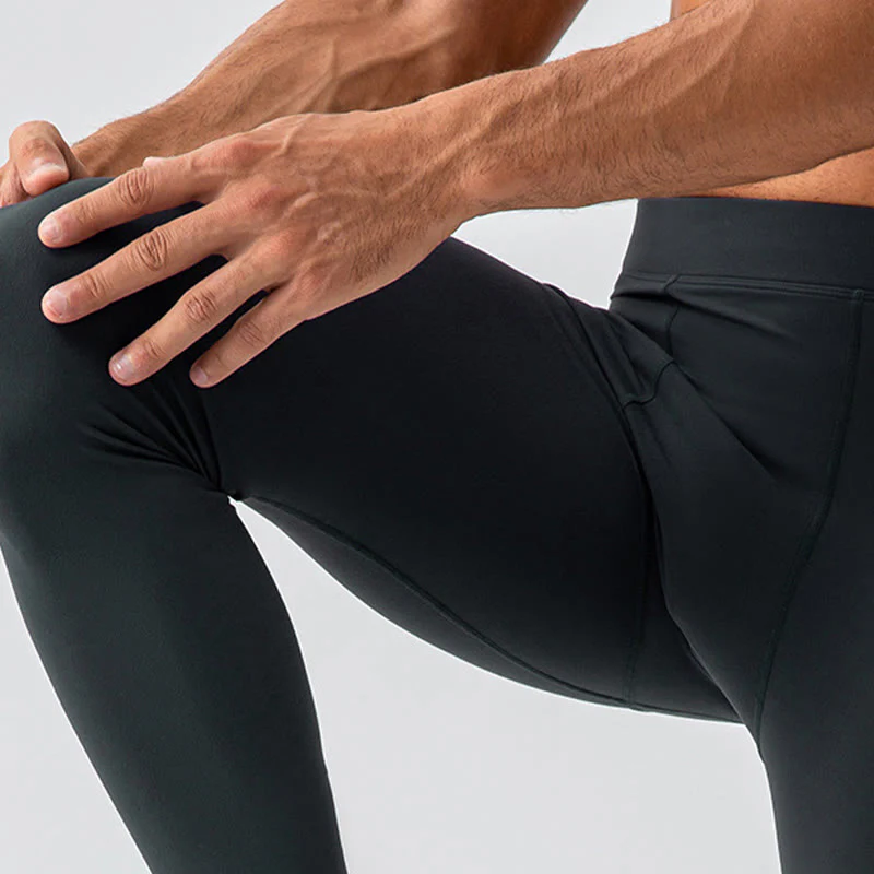 Buddha Stones Proste Wysokie Talie Elastyczne Oddychające Sportowe Spodnie Męskie Legginsy - Image 26