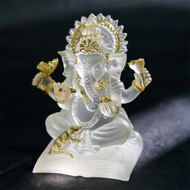 Buddha Stones Przezroczyste Białe Ganesh Ganpati Posąg Słonia Ochrona Żywicy Dekoracja Domu - Image 3