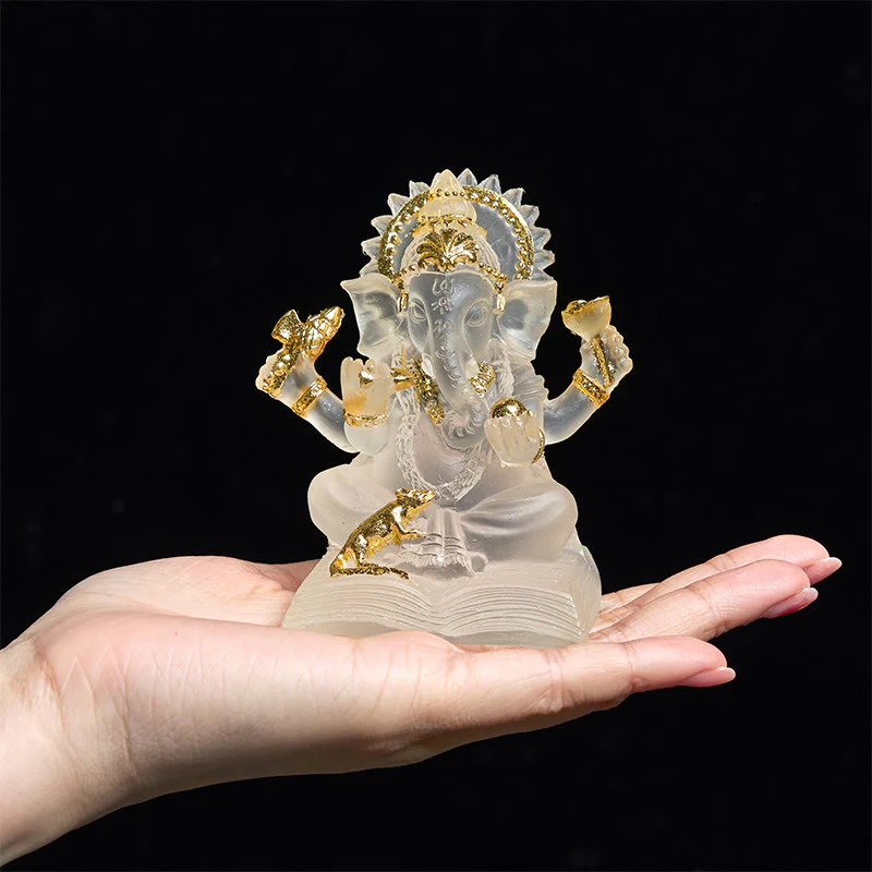 Buddha Stones Przezroczyste Białe Ganesh Ganpati Posąg Słonia Ochrona Żywicy Dekoracja Domu - Image 7