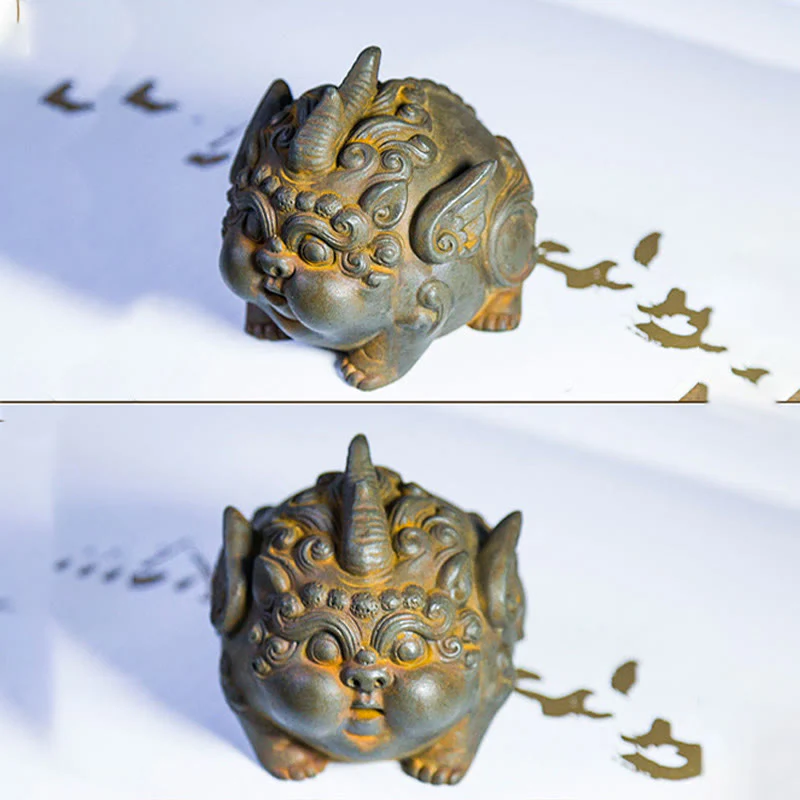 Buddha Stones Ręcznie Bogactwo PiXiu Żelazo Proszek Rdza Odlew Żywicy Statua Dekoracja Domu - Image 12