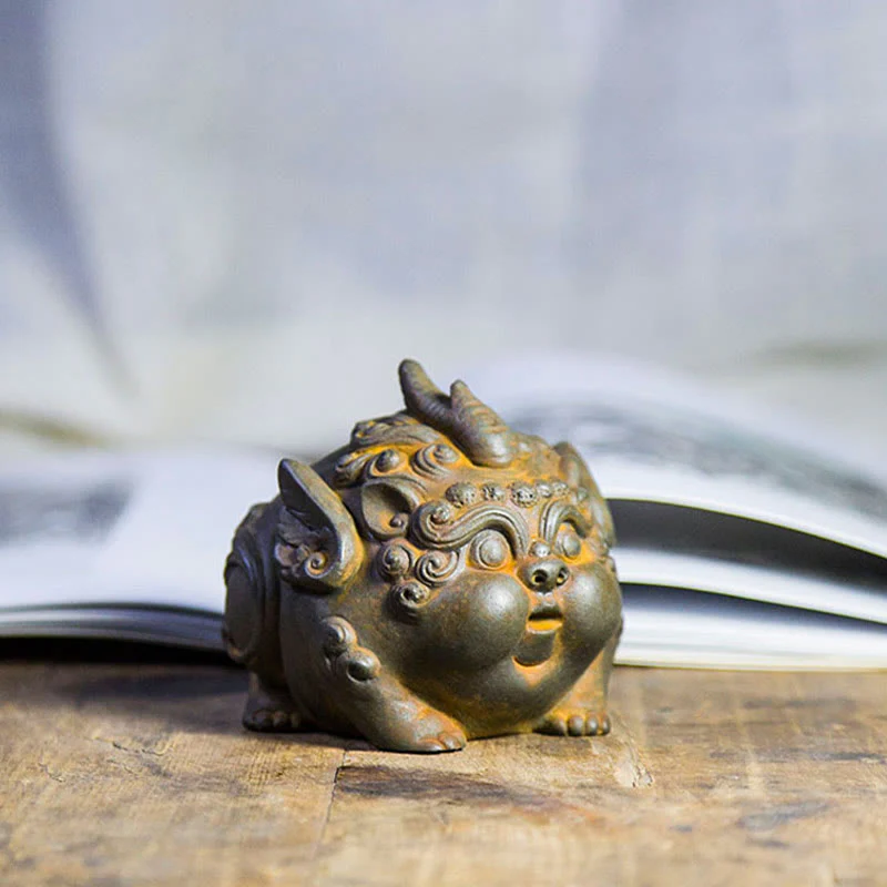 Buddha Stones Ręcznie Bogactwo PiXiu Żelazo Proszek Rdza Odlew Żywicy Statua Dekoracja Domu - Image 3