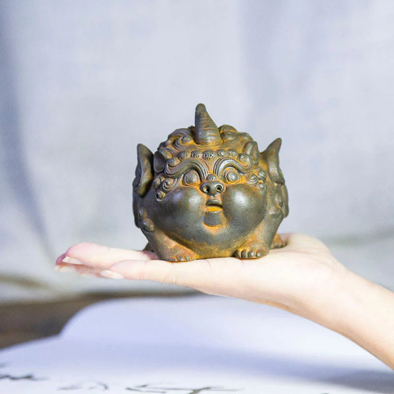 Buddha Stones Ręcznie Bogactwo PiXiu Żelazo Proszek Rdza Odlew Żywicy Statua Dekoracja Domu - Image 5