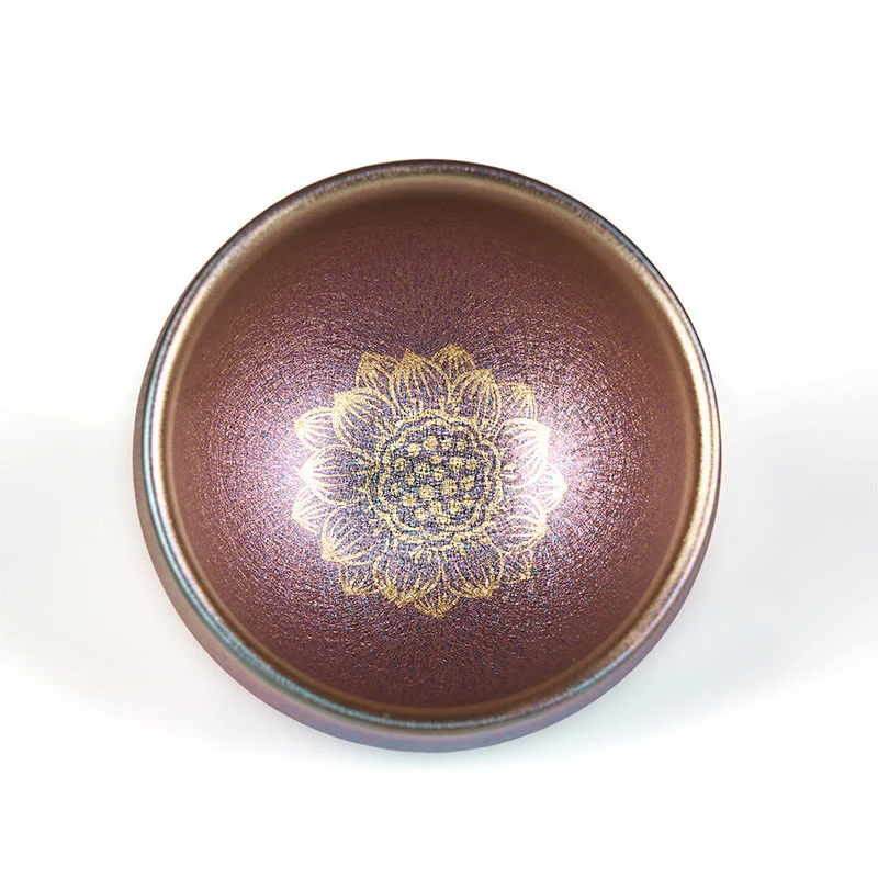 Buddha Stones ręcznie chiński Jianzhan Złoty Kwiat Lotosu Ceramiczny Filiżanka do herbaty Kung Fu 150 ml - Image 7
