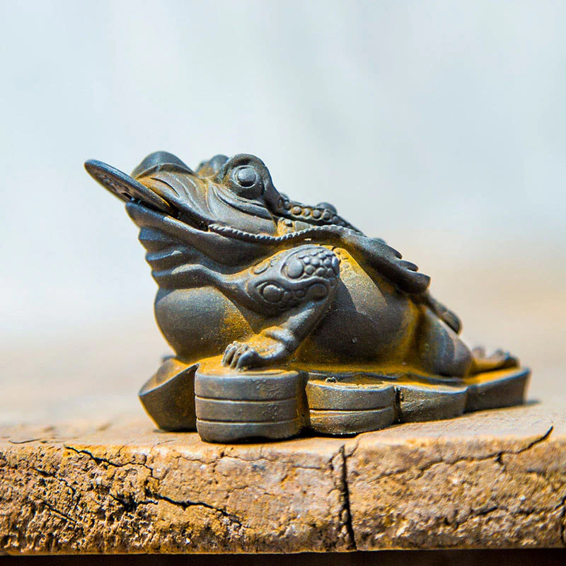 Buddha Stones Ręcznie Feng Shui Żaba Ropucha Miedziane Monety Proszek Żelaza Rdza Odlew Żywicy Statua Dekoracja Domu - Image 15