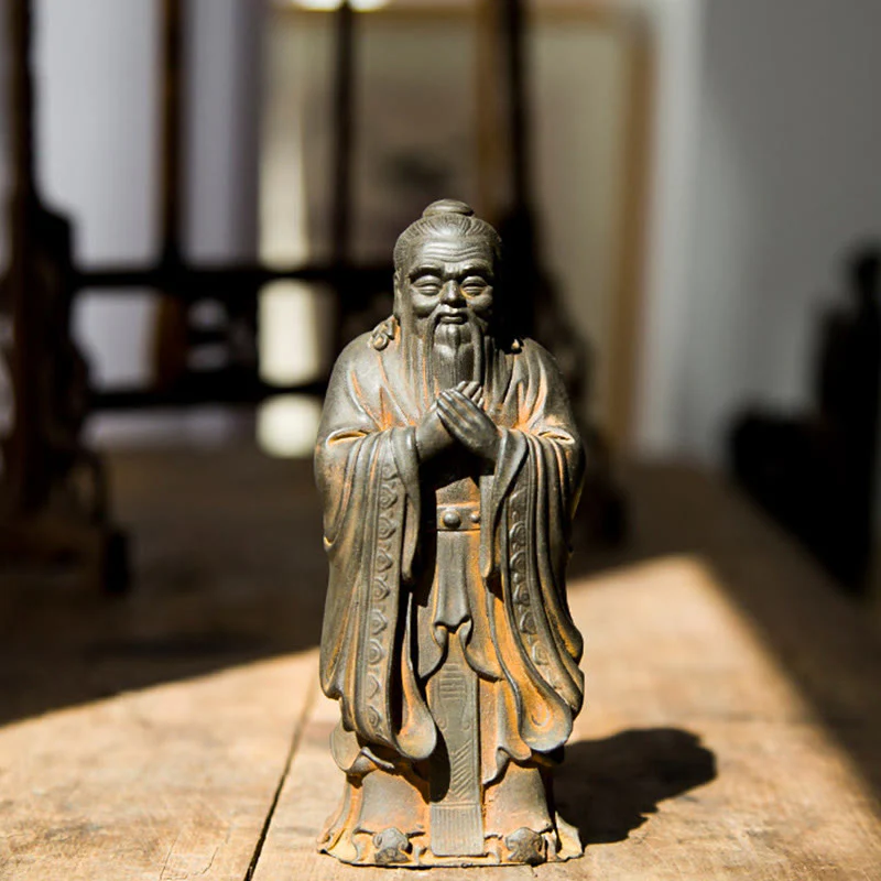 Buddha Stones Ręcznie Konfucjusz Żelazo Proszek Rdza Odlew Żywicy Statua Dekoracja Domu - Image 10