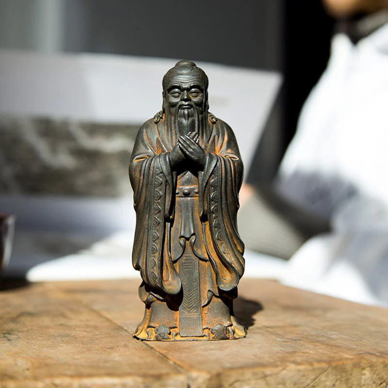 Buddha Stones Ręcznie Konfucjusz Żelazo Proszek Rdza Odlew Żywicy Statua Dekoracja Domu - Image 8