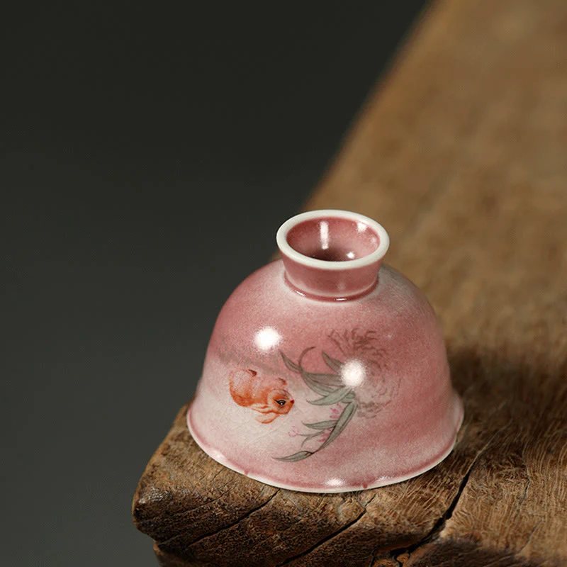 Buddha Stones Ręcznie malowana ceramiczna filiżanka do herbaty Kung Fu z motywem królika i orchidei w kształcie begonii, 75 ml - Image 12