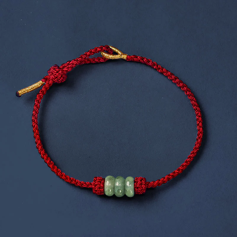 Buddha Stones Ręcznie pleciona, czerwona, sznurkowa, 3 mm, ochronna, regulowana bransoletka DIY z koralików jadeitowych - Image 4