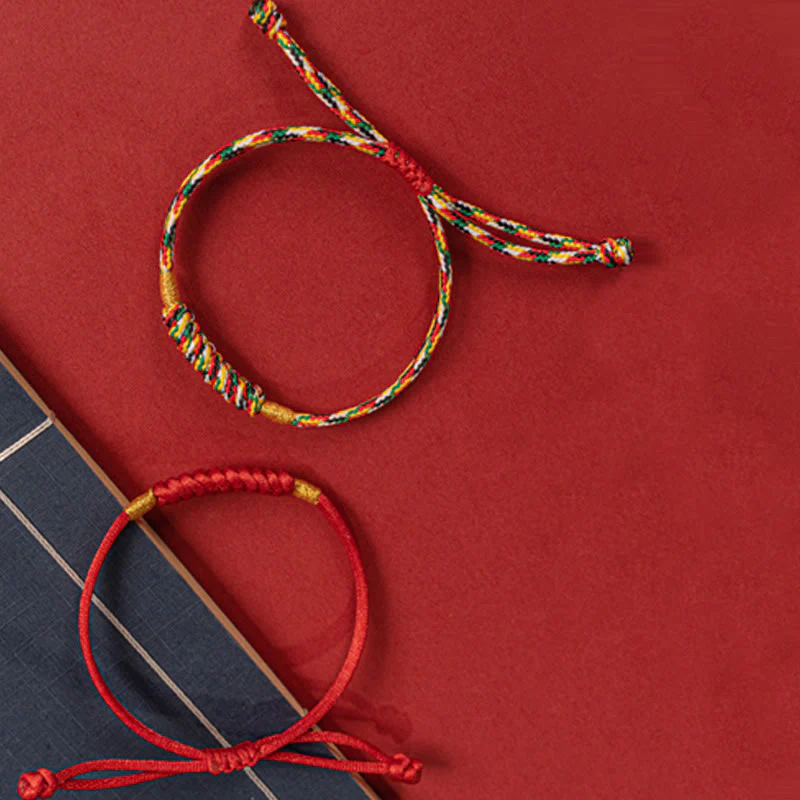 Buddha Stones ręcznie plecione z czerwonego sznurka Happy Knot Flat Knot kolorowa bransoletka z liny - Image 16