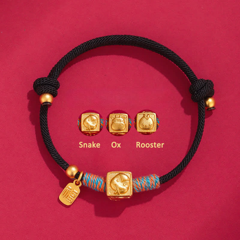 Buddha Stones Ręcznie robiona bransoletka ochronna z czerwonego sznurka z trzema harmoniami chińskiego zodiaku - Image 11
