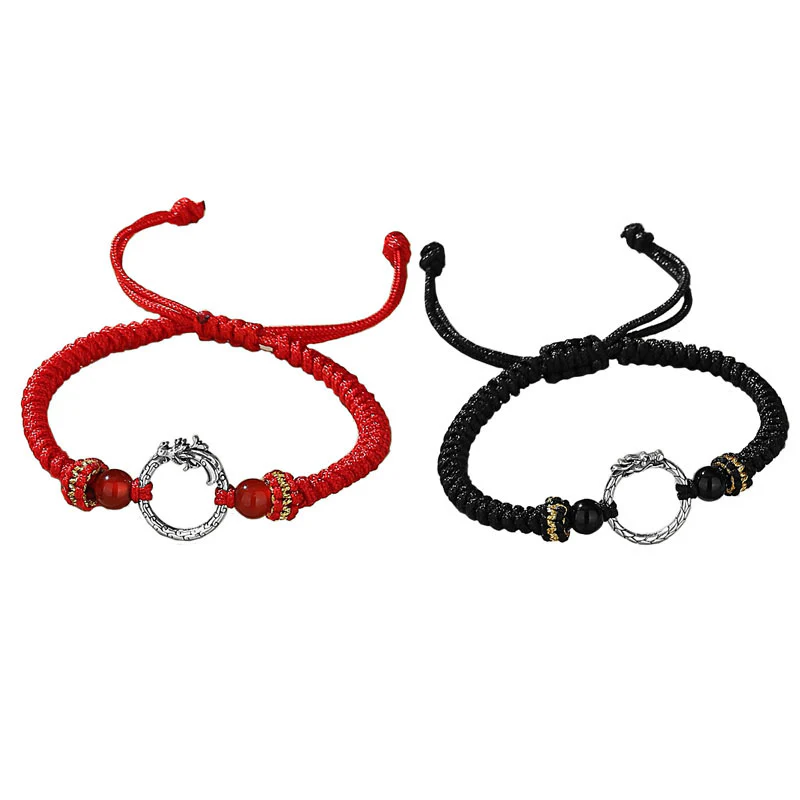 Buddha Stones Ręcznie robione 925 Srebro Sterling Rok Smoka Feniks Klamra Pokoju Szczęście Bransoletka Para - Image 14
