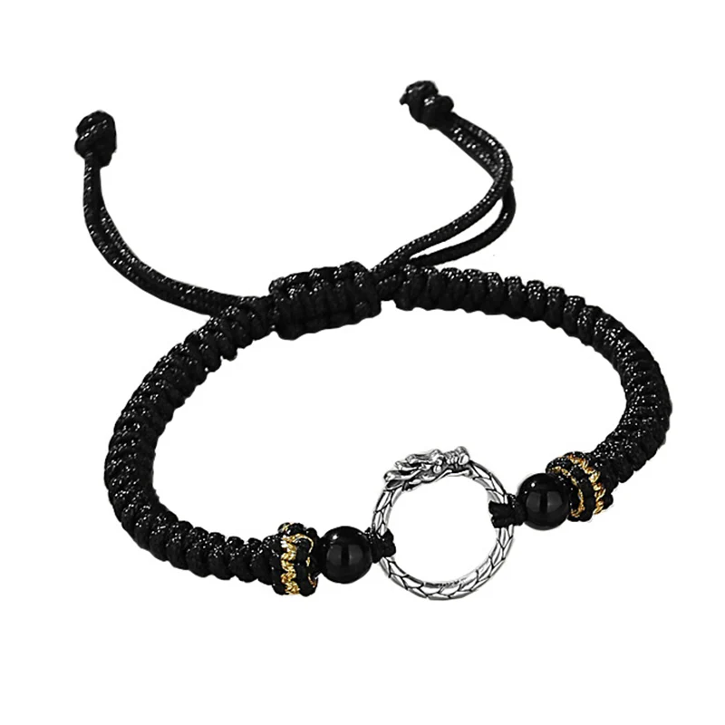 Buddha Stones Ręcznie robione 925 Srebro Sterling Rok Smoka Feniks Klamra Pokoju Szczęście Bransoletka Para - Image 4