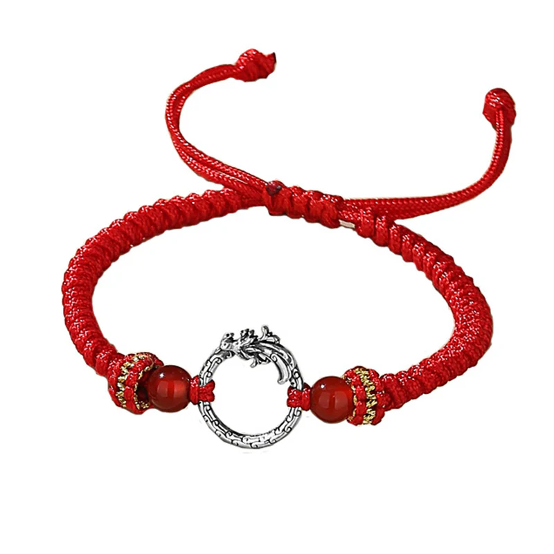 Buddha Stones Ręcznie robione 925 Srebro Sterling Rok Smoka Feniks Klamra Pokoju Szczęście Bransoletka Para - Image 7