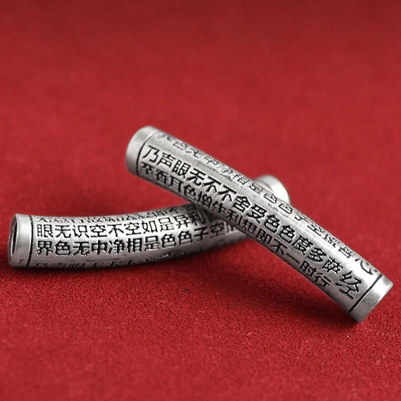 Buddha Stones ręcznie robione 999 srebro próby 925 Om Mani Padme Hum Sutra Serca Rzeźbiona Szczęście Bransoletka na kostkę - Image 14
