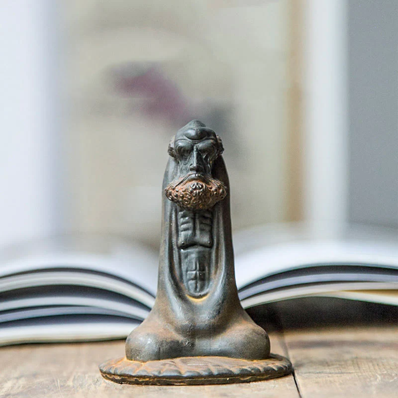 Buddha Stones Ręcznie Robione Bodhidharma Żelazo Proszek Rdza Odlew Żywicy Statua Dekoracja Domu - Image 2
