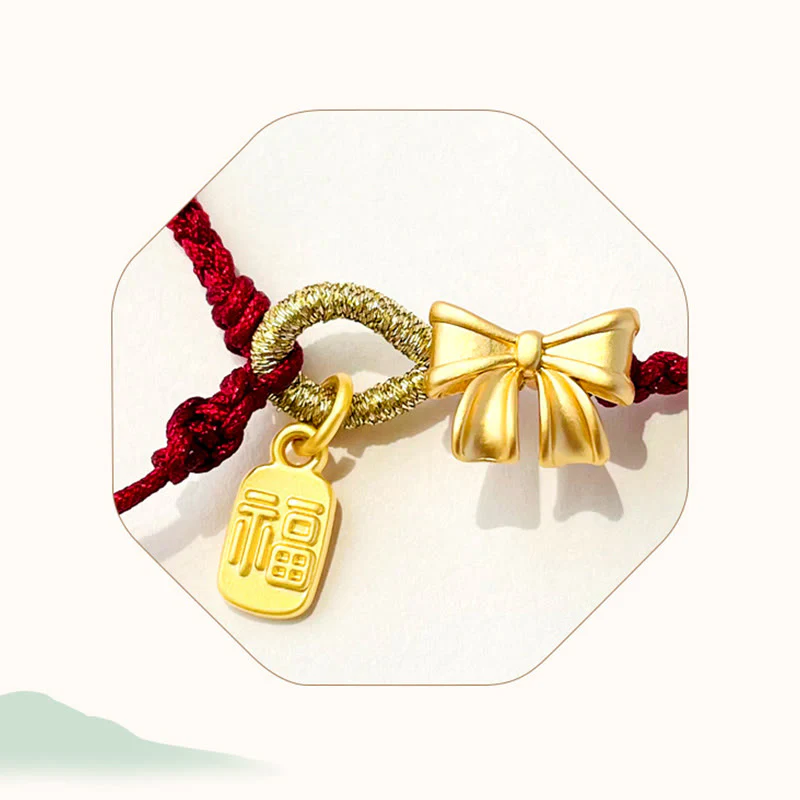 Buddha Stones Ręcznie Robione Brzoskwiniowe Kwiaty Rozeta Kokarda Węzeł Fu Charakter Charm Szczęście Fortuna Czerwona Bransoletka Lina - Image 8