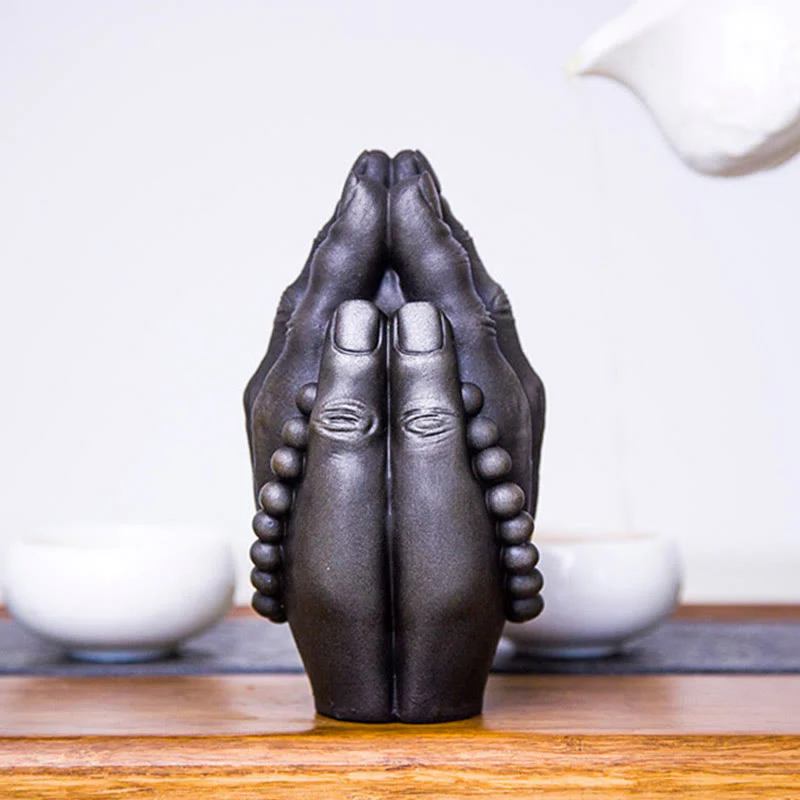 Buddha Stones Ręcznie robione Budda Ręka Namaste Żelazo Proszek Rdza Odlew Żywicy Dekoracja Statuy - Image 23