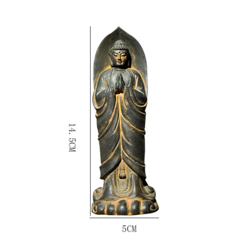 Buddha Stones Ręcznie robione Budda Siakjamuni Namaste Proszek żelaza Rdza Odlana z żywicy Statua Dekoracja - Image 12