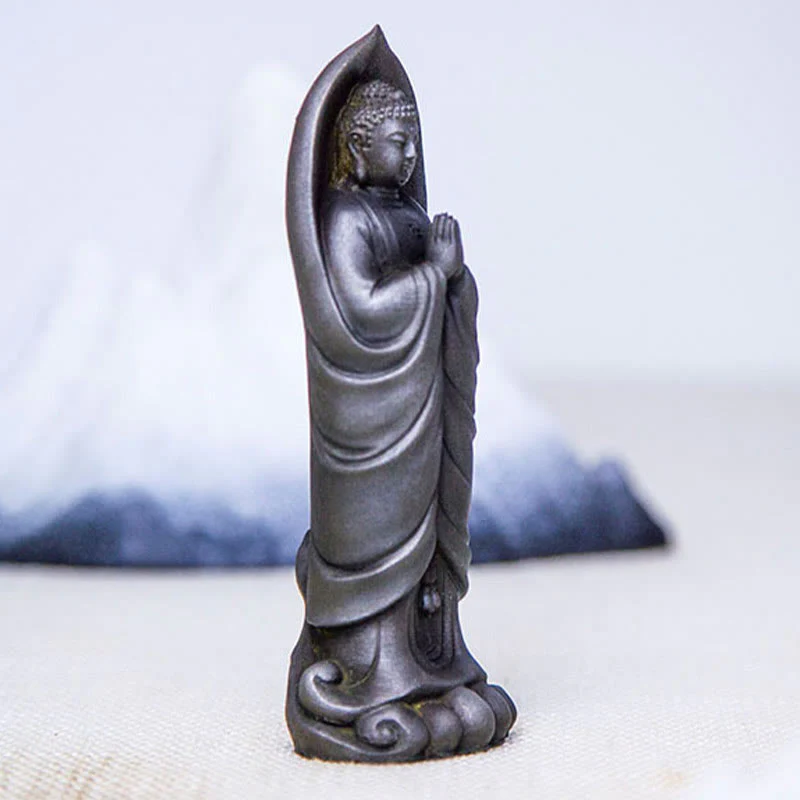 Buddha Stones Ręcznie robione Budda Siakjamuni Namaste Proszek żelaza Rdza Odlana z żywicy Statua Dekoracja - Image 14