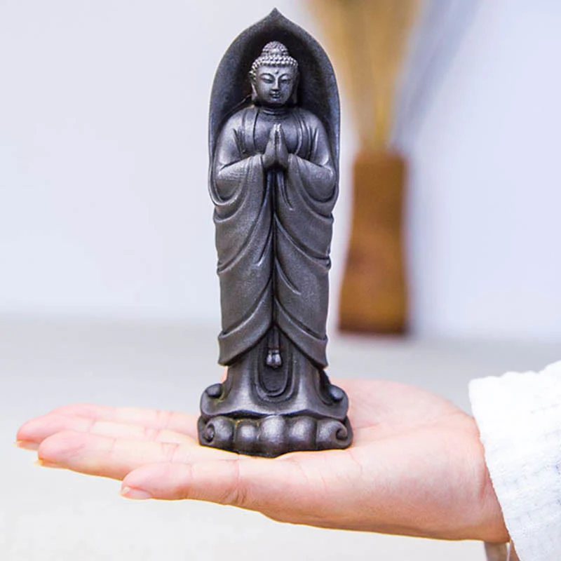 Buddha Stones Ręcznie robione Budda Siakjamuni Namaste Proszek żelaza Rdza Odlana z żywicy Statua Dekoracja - Image 18