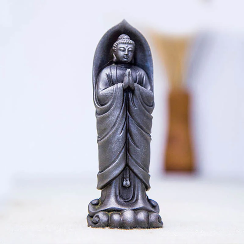 Buddha Stones Ręcznie robione Budda Siakjamuni Namaste Proszek żelaza Rdza Odlana z żywicy Statua Dekoracja - Image 21