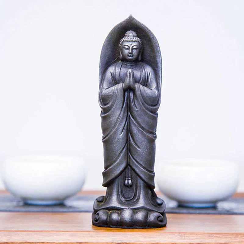 Buddha Stones Ręcznie robione Budda Siakjamuni Namaste Proszek żelaza Rdza Odlana z żywicy Statua Dekoracja - Image 24