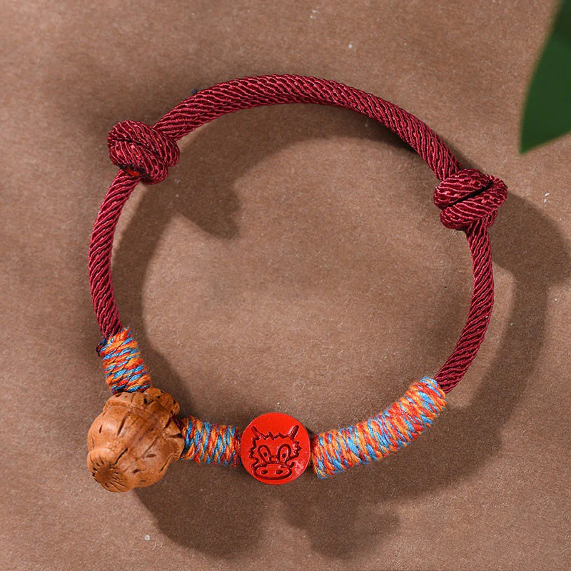 Buddha Stones Ręcznie robione Chińskie Zodiak Czerwony Sznurek Brzoskwiniowy Cynober Bransoletka Szczęścia - Image 22