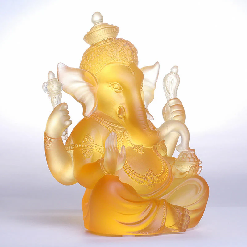 Buddha Stones ręcznie robione Ganesh Ganpati figurka słonia Liuli kryształowe dzieło sztuki ochrona statua dekoracja domu - Image 2