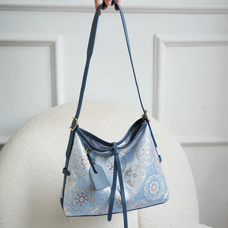 Buddha Stones Ręcznie Robione Kwiaty Żuraw Jeleń Motyl Piosenka Brokatowa Torba Crossbody Torebka Wisząca - Image 4