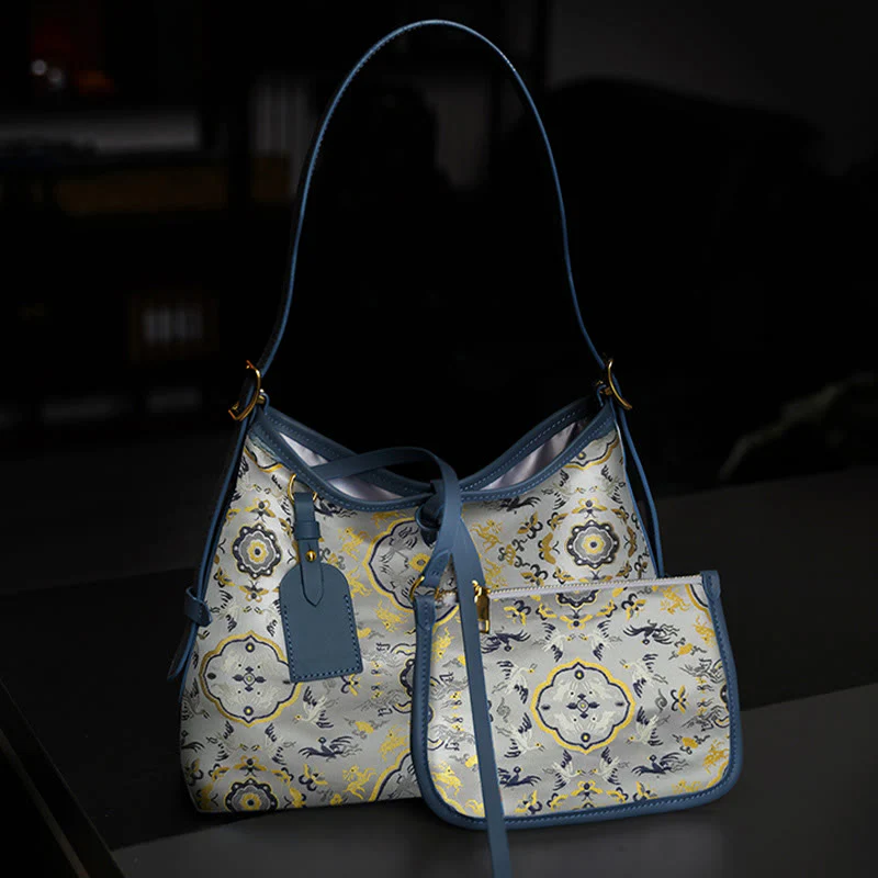 Buddha Stones Ręcznie Robione Kwiaty Żuraw Jeleń Motyl Piosenka Brokatowa Torba Crossbody Torebka Wisząca - Image 7