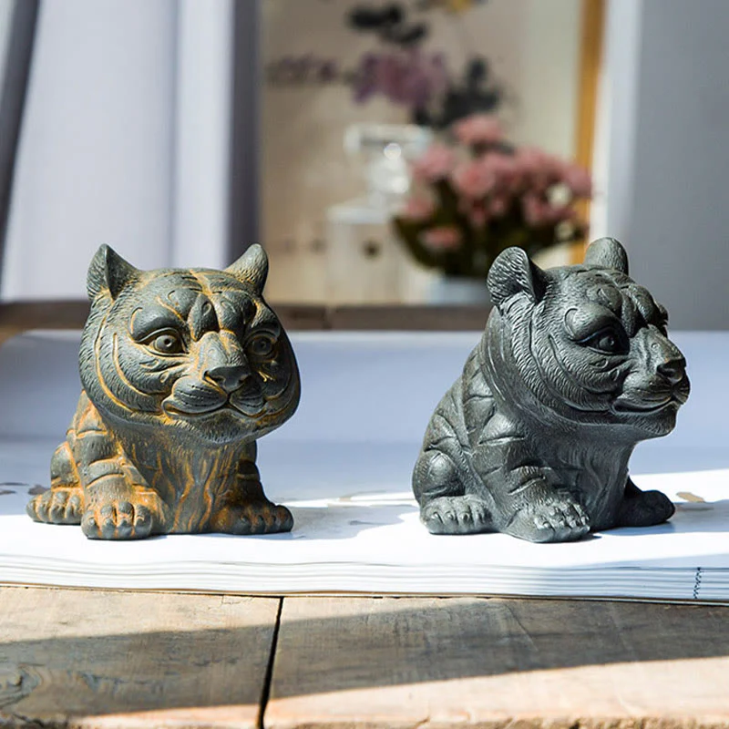 Buddha Stones ręcznie robione małe śliczne tygrysie żelazo proszek rdza odlew żywiczny statua dekoracja domu - Image 12