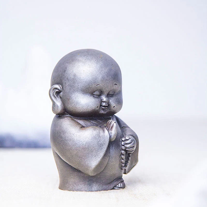 Buddha Stones Ręcznie Robione Mały Mnich Żelazo Proszek Rdza Odlew Żywicy Statuetka Dekoracja Domu - Image 21