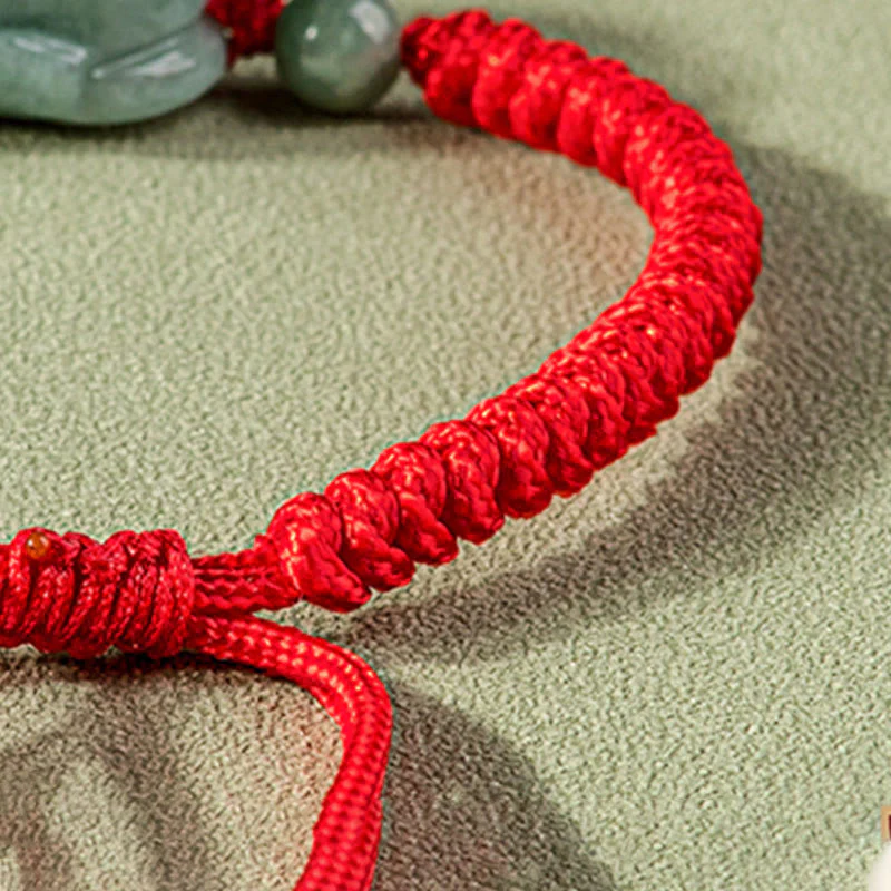 Buddha Stones Ręcznie Robione Naturalne Jade PiXiu Ochrona King Kong Węzeł Bransoletka ze Sznurka - Image 8