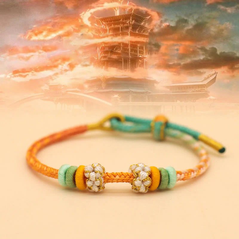 Buddha Stones ręcznie robione ośmionitkowe węzły pokoju, węzeł brzoskwiniowy, pleciona bransoletka ze sznurka szczęścia - Image 8