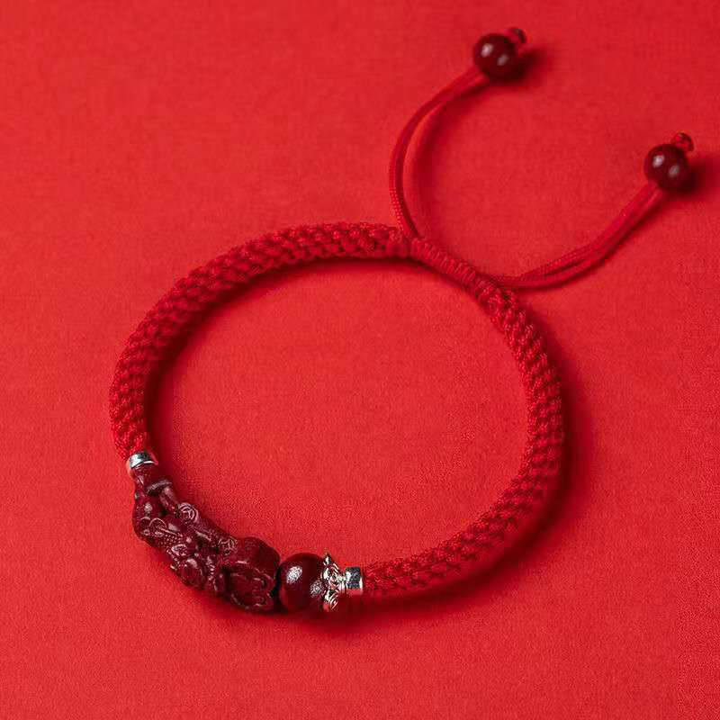 Buddha Stones Ręcznie robione PiXiu Cinnabar Wealth Luck Bransoletka pleciona - Image 24