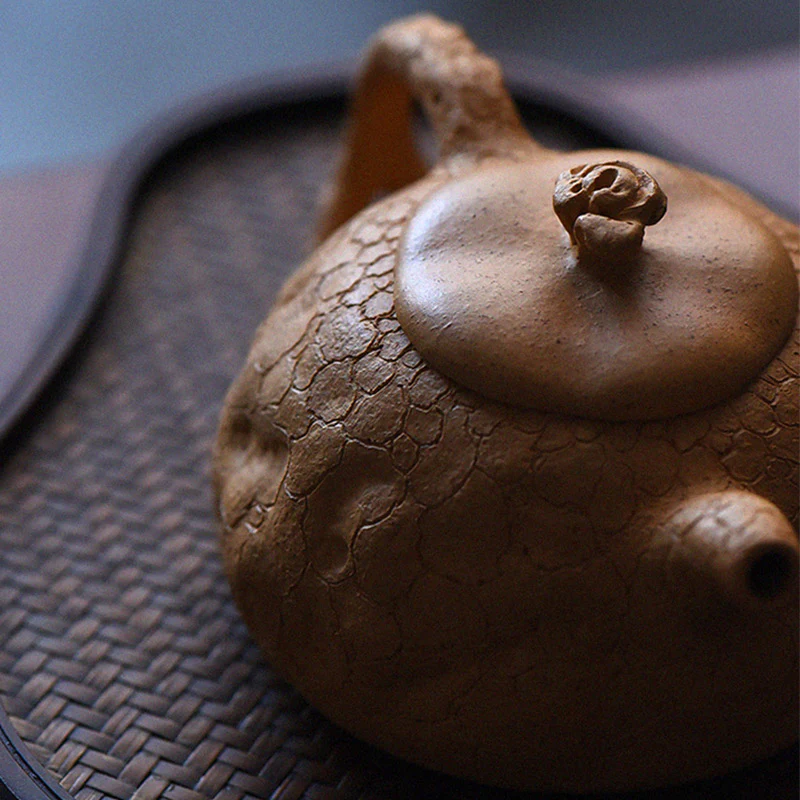 Buddha Stones ręcznie robione Vintage Tree Texture Fioletowa glina Kung Fu Teapot 220ml - Image 17