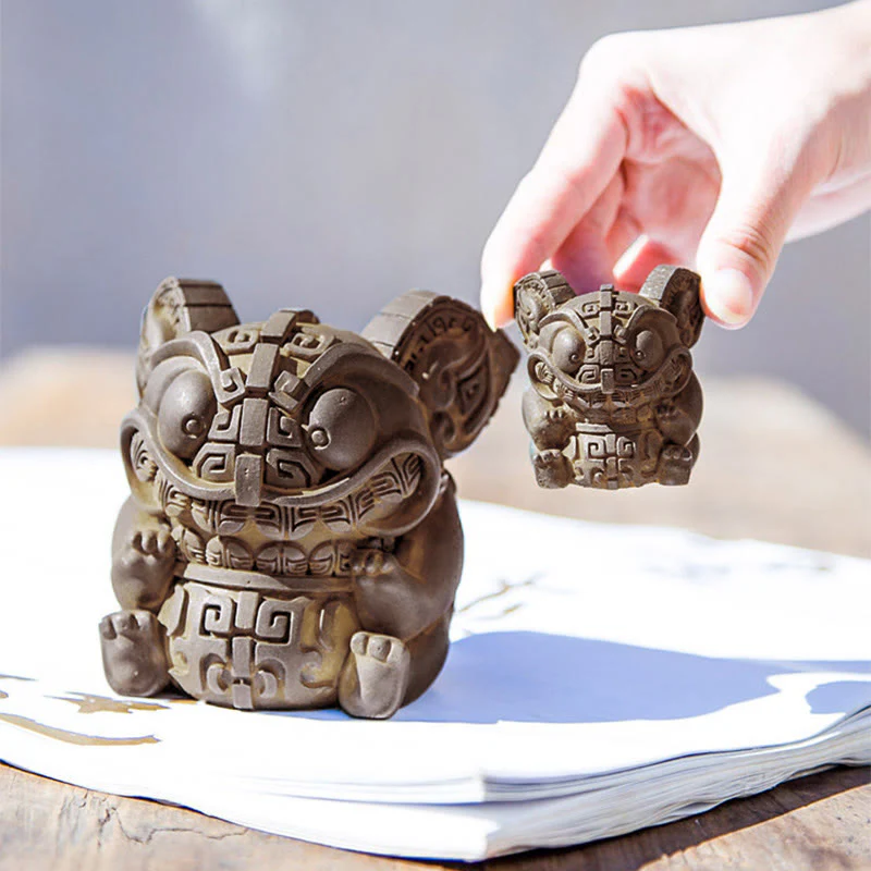 Buddha Stones ręcznie robione, złoto, połykająca bestia, proszek żelaza, odlew z żywicy, dekoracja domu - Image 12