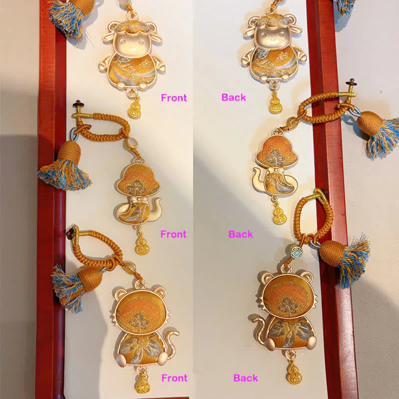 Buddha Stones Ręcznie robiony brelok z chińskim znakiem zodiaku Song Brocade na szczęście - Image 43
