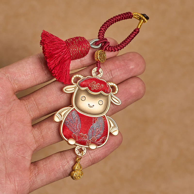 Buddha Stones Ręcznie robiony brelok z chińskim znakiem zodiaku Song Brocade na szczęście - Image 7