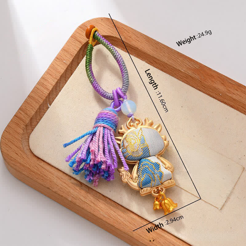 Buddha Stones Ręcznie robiony brelok z chińskim znakiem zodiaku Song Brocade z frędzlami - Image 17