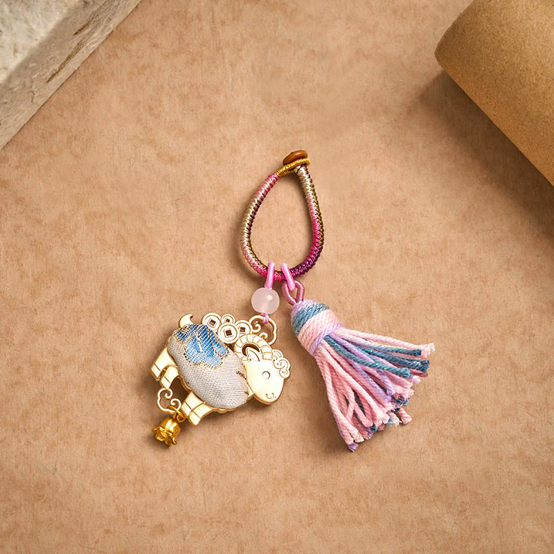 Buddha Stones Ręcznie robiony brelok z chińskim znakiem zodiaku Song Brocade z frędzlami - Image 5