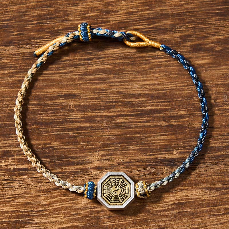 Buddha Stones Ręcznie tkana, ośmiokątna bransoletka Bagua Balance String z regulowanym sznurkiem plecionym Lucky - Image 3