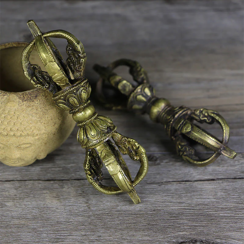 Buddha Stones ręcznie wykonane z Nepalu Pięć zębów Vajra Dorje Miedziana metalowa dekoracja - Image 2