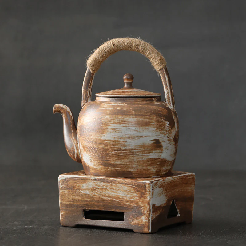 Buddha Stones Retro Brązowy Chiński Gongfu Herbata Ceramiczny Kung Fu Teapot 700ml Z Podstawką