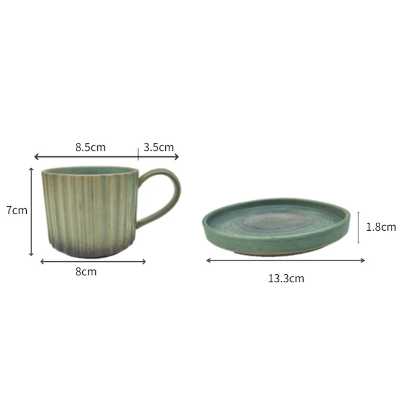 Buddha Stones Retro Paski Piec Zmiana Ceramiczny Kubek Kawy Rough Pottery Herbata Kawy Filiżanka Ze Spodkiem 250 ml - Image 6