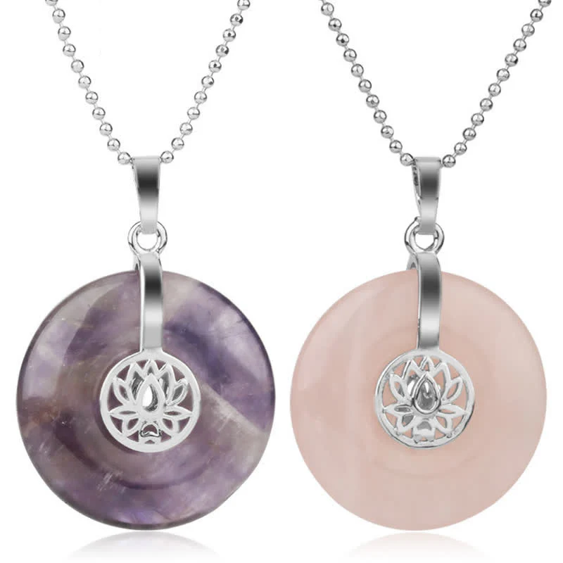 Buddha Stones Różne Kryształy Ametyst Różowy Kryształ Lotos Uzdrawiający Naszyjnik Wisiorek