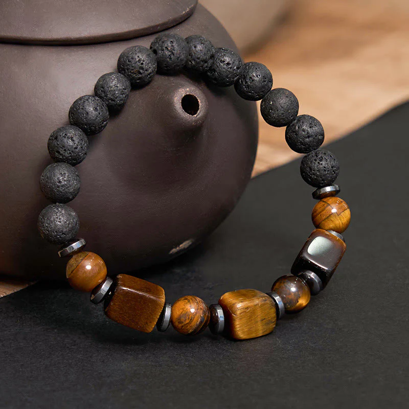 Buddha Stones Różne Kryształy Bransoletka Spokojna z Lawy - Image 10